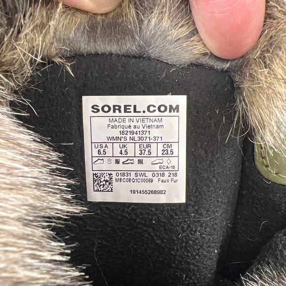 Sorel Tofino II Winter Snow Boot Green Camo with Faux Fur Waterproof US 6.5 - Picture 6 of 6